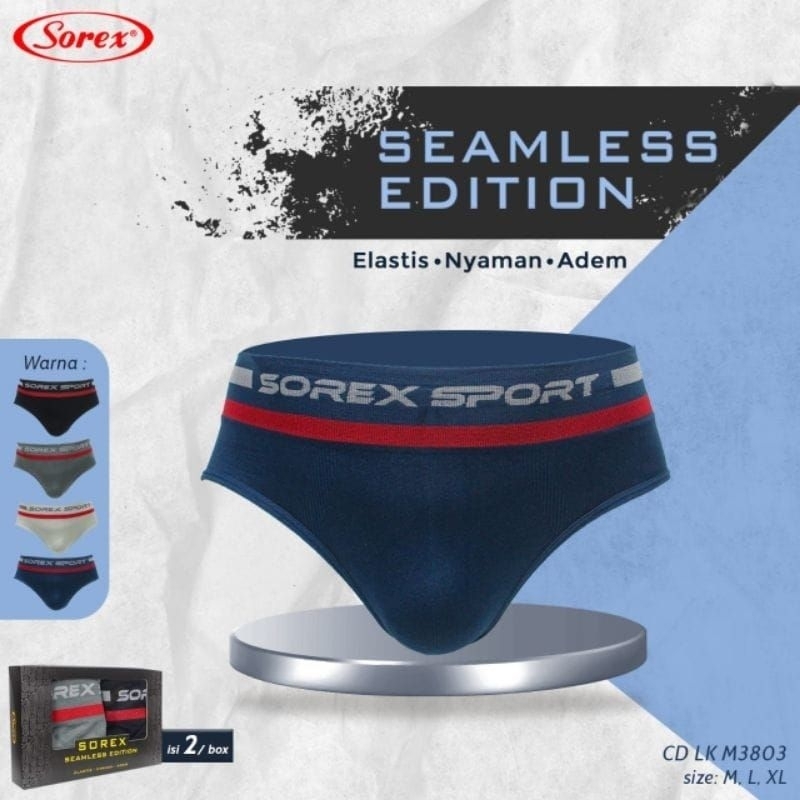 (2 PCS) Sorex Man Celana Dalam Segitiga Seamless Edition Brief CD LK 3801 & 3803 | Celana Dalam Pria