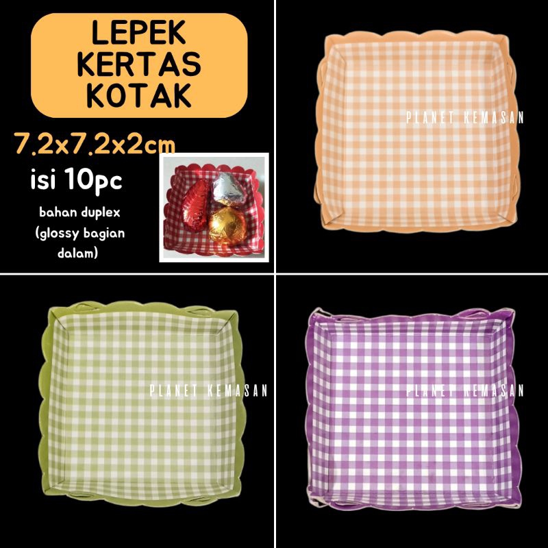 [isi 10] Piring kotak-kotak renda / piring kertas warna warni / piring kertas warna warni