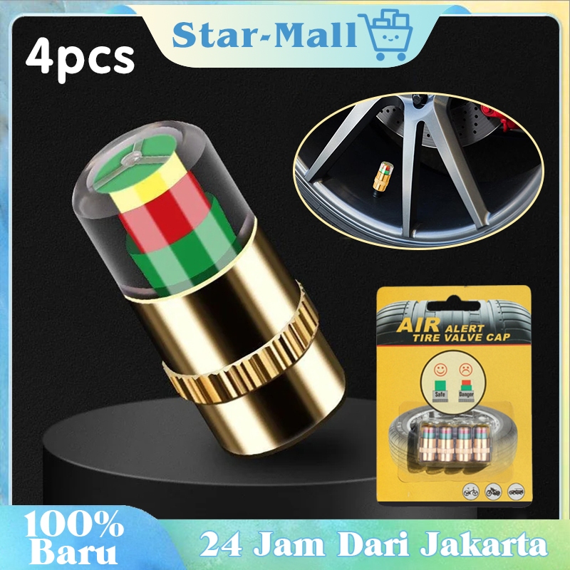 Tutup Pentil Ban Indikator Tekanan Angin / 4Pcs Penutup Pentil Peringatan Tekanan Ban