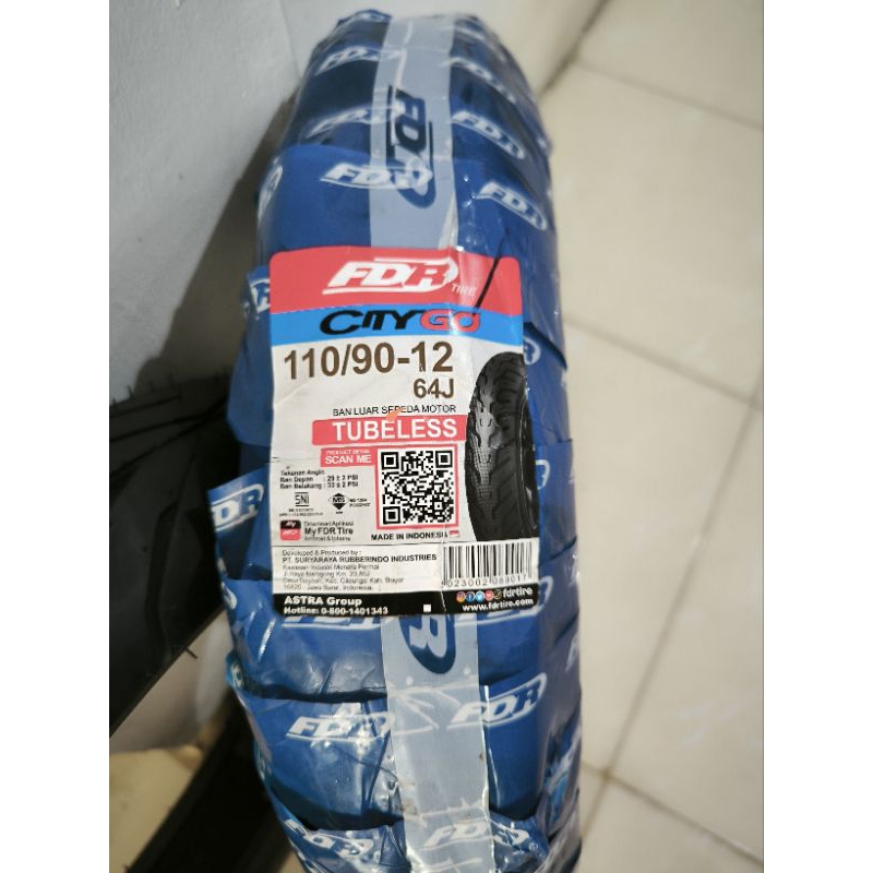 BAN BELAKANG FREEGO, SCOOPY, GENIO, GEAR ULTIMA 110/90-12 FDR TUBELESS