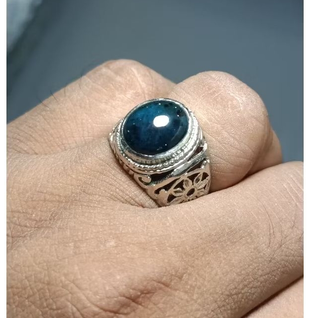cincin pria.batu akik Bacan Doko coklat encer kantoran.