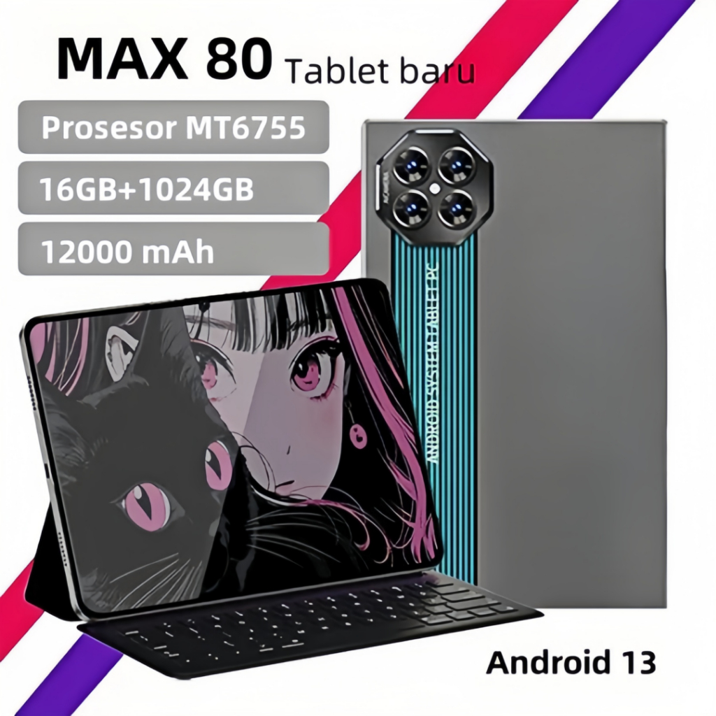 Tablet baru MAX 80 11.6inch【16GB+1024GB】untuk pembelajaran dan hiburan kantor ultra tipis SiM/WiFi t