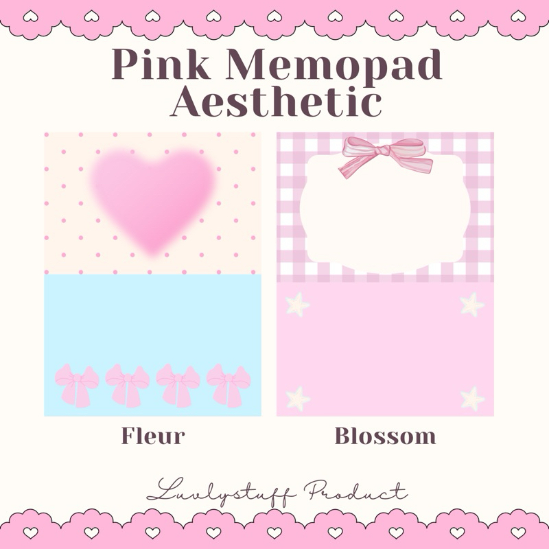 

[Luvlystuff] MEMOPAD PINKY CUTE AESTHETIC BLOSSOM FLEUR || NOTE MEMO DECO PINK BLUE PASTEL
