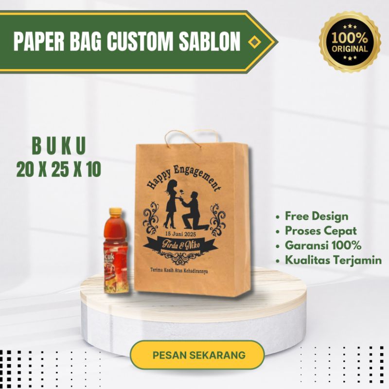 

PAPER BAG CUSTOM SABLON 20 X 25 X 10 TAS KERTAS KADO TAS KERTAS SOUVENIER KADO CUSTOM