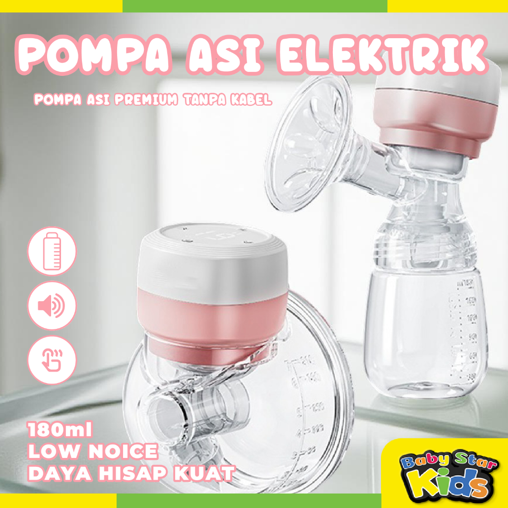 Pompa Asi Elektrik Tanpa Kabel Breast Pump Electric Otomatis Rechargeable Portable Botol Susu Bayi
