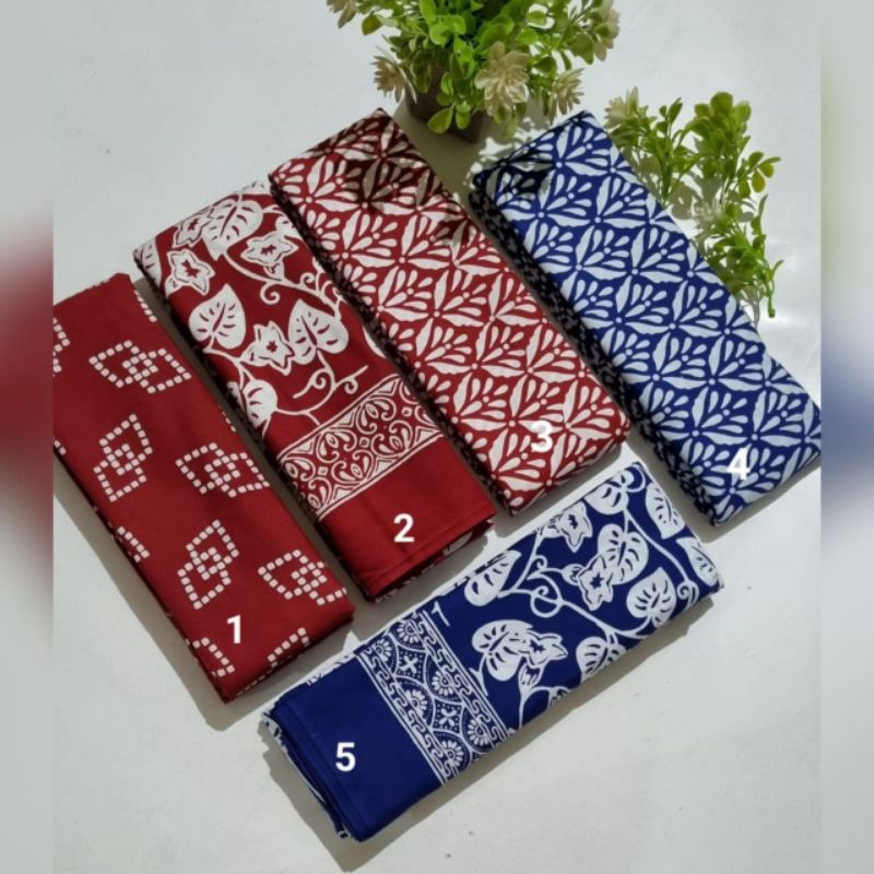 Kain Batik Cap Garutan Biru,Merah