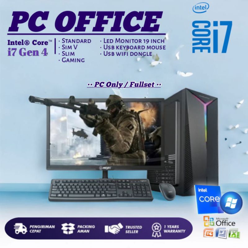 Komputer / PC Rakitan Intel Core i7 4770 Gen 4 - Paket Fullset / PC Only - Siap Pakai