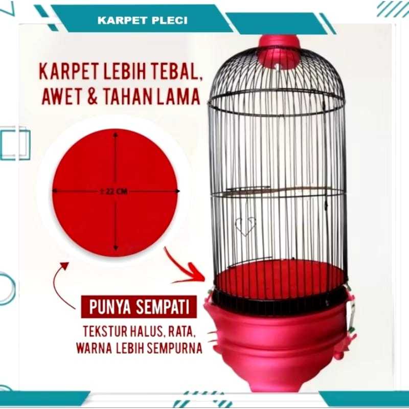 KARPET PLECI MERAH ALAS LANTAI DASAR SANGKAR KANDANG BURUNG PLECI KONIN HELOPED BULAT KOTAK KARPET S