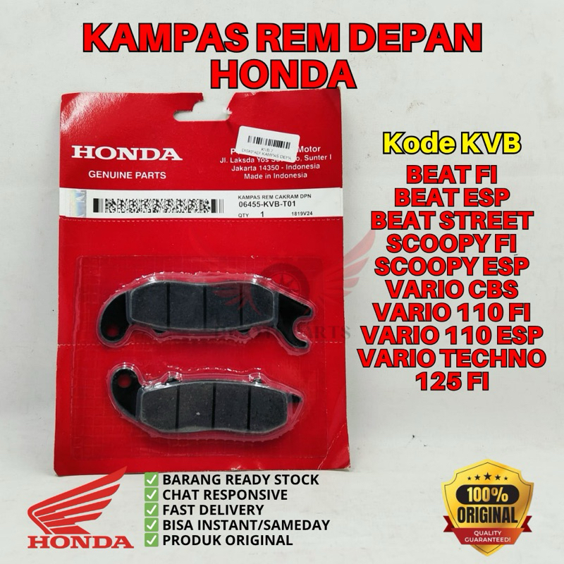 KVB KAMPAS REM DEPAN BEAT FI ORIGINAL AHM HONDA, KAMPAS REM DEPAN ORIGINAL BEAT ESP, KAMPAS REM BEAT