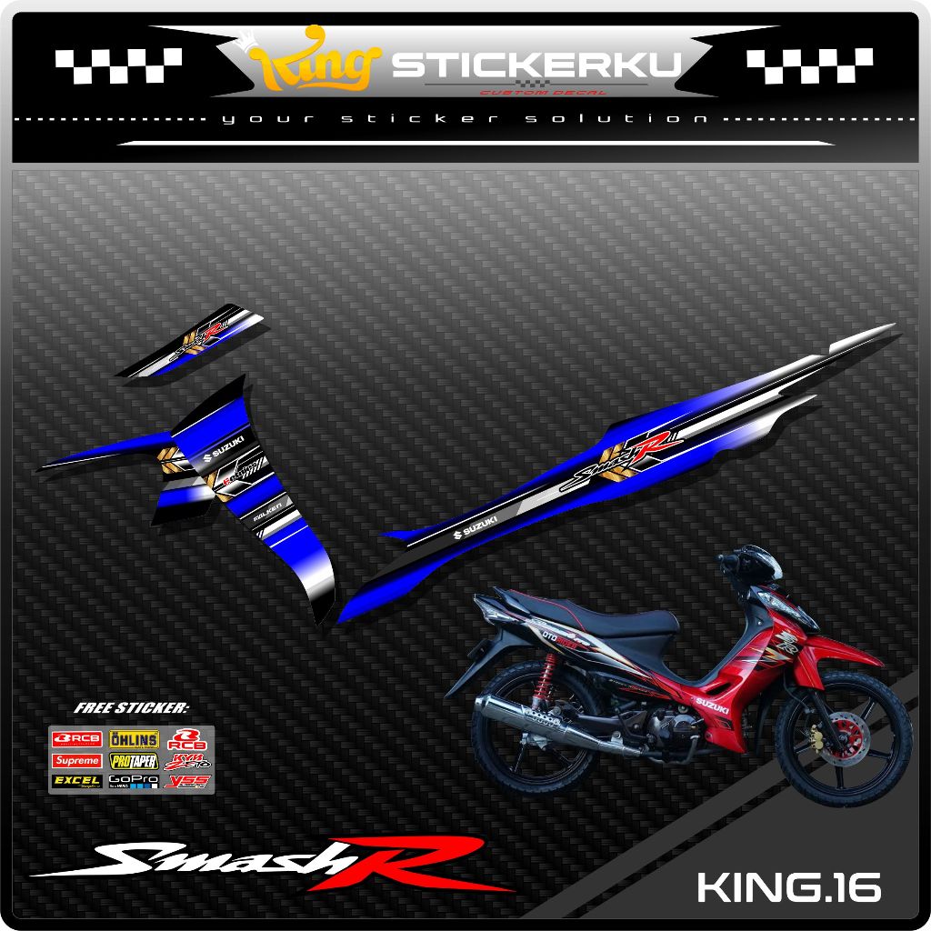 Sticker Striping List Variasi Smash 110 - Stiker Striping Motor Smash Lama Desain Racing. KS.16