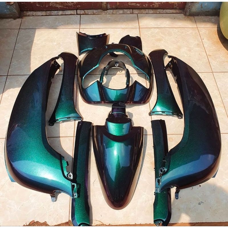 COVER FULL BODY HALUS HONDA SCOOPY DONAT 2017 -2019 COSTEM WARNA MOONLIGHT GREEN