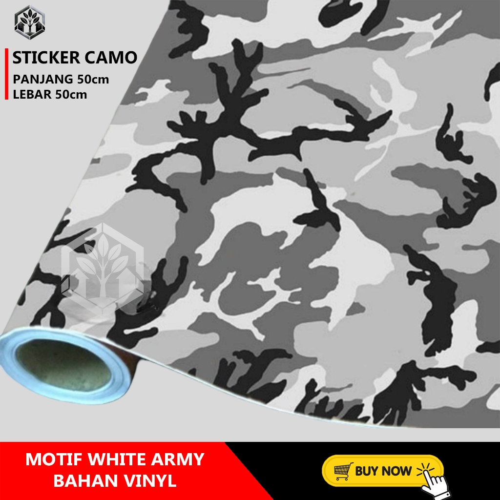 

STICKER CAMO BAHAN VINYL MOTIF WHITE ARMY 50x50cm