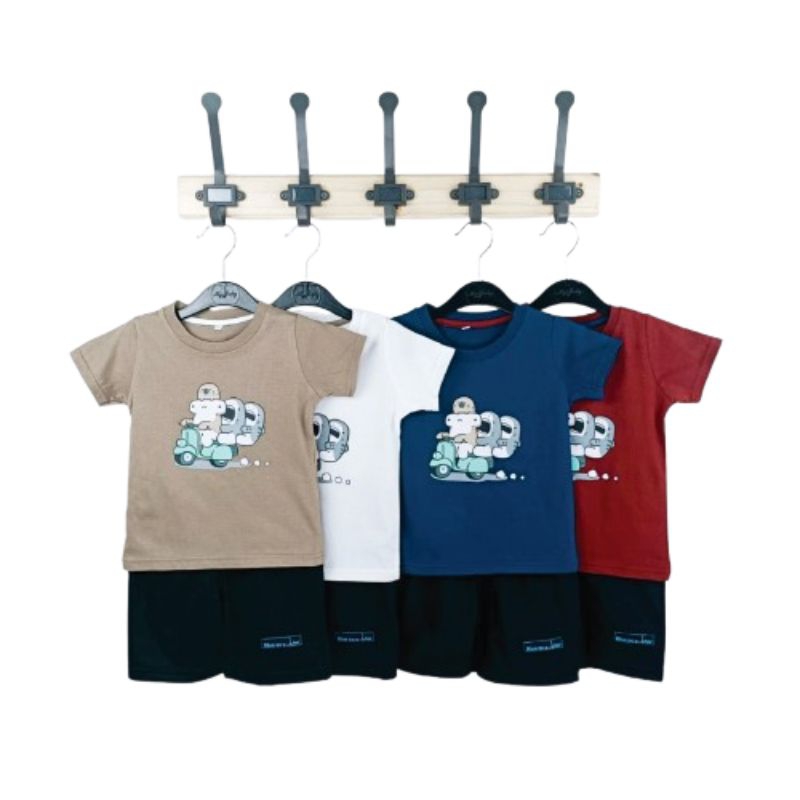 Domino Set Baju Kaos Anak Katun Oblong Lengan Pendek Motif Karakter Kaktus Lucu Kado Laki Perempuan 