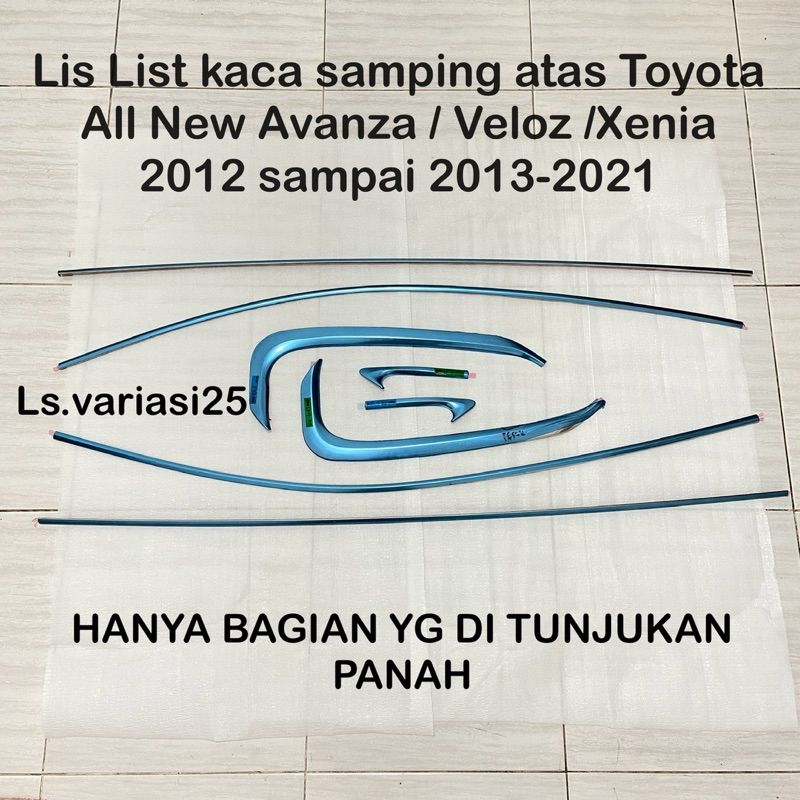 Lis List kaca pintu bagian atas Toyota All New Avanza / Veloz /Xenia 2012 sampai 2013-2021 original 
