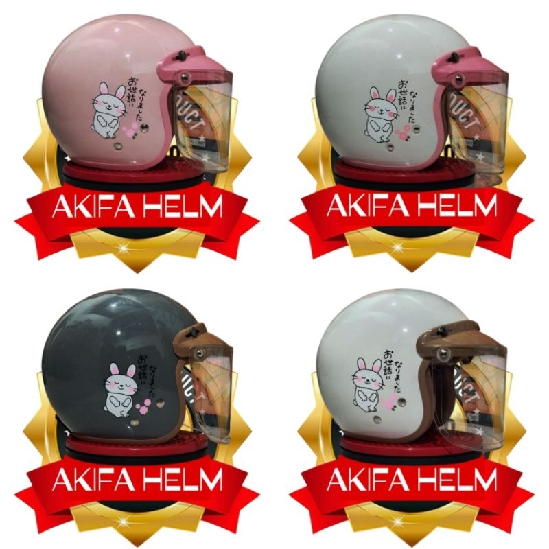 Helm Original Bipplast Vista Helm Bogo Cewek Helm Hijab Helm Muah Lucu Kaca Datar