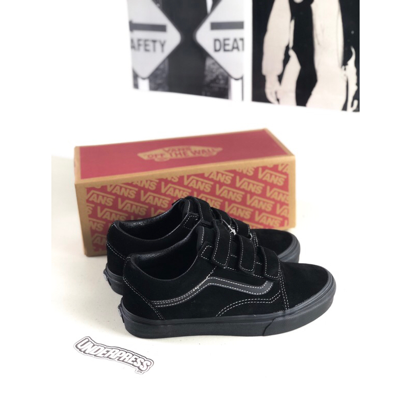 VANS OLD SKOOL VELCRO ALL BLACK 100% ORIGINAL