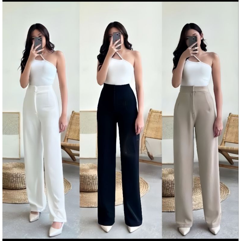 Celana Kulot Wanita anti Kusut- Highwaist Cullote Pants - Rip Knit Pants - Cozy Pants
