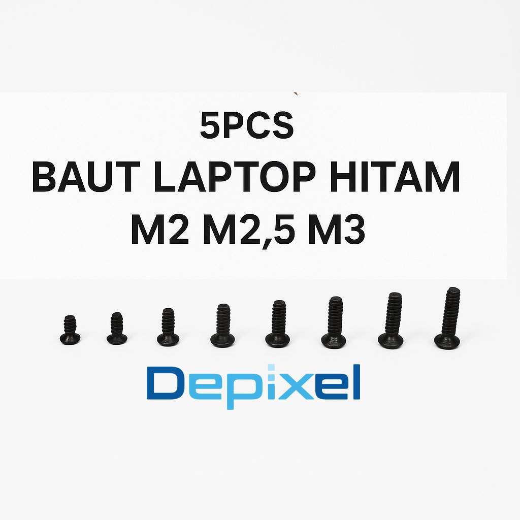 5pcs Baut Laptop Hitam M2 M2.5 M3
