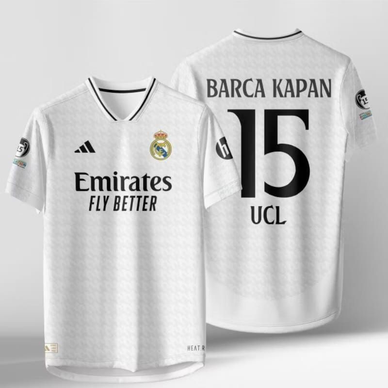 JERSEY MADRID HOME 2024 2025 SPESIAL BARCA KAPAN 15 UCL
