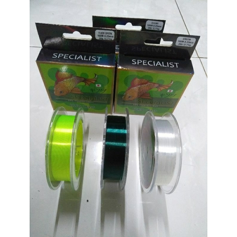 SENAR PANCING PHENEX SPECIALIST GREEN / CLEAR / FLURO GREEN 30% FLUOROCARBON 100M