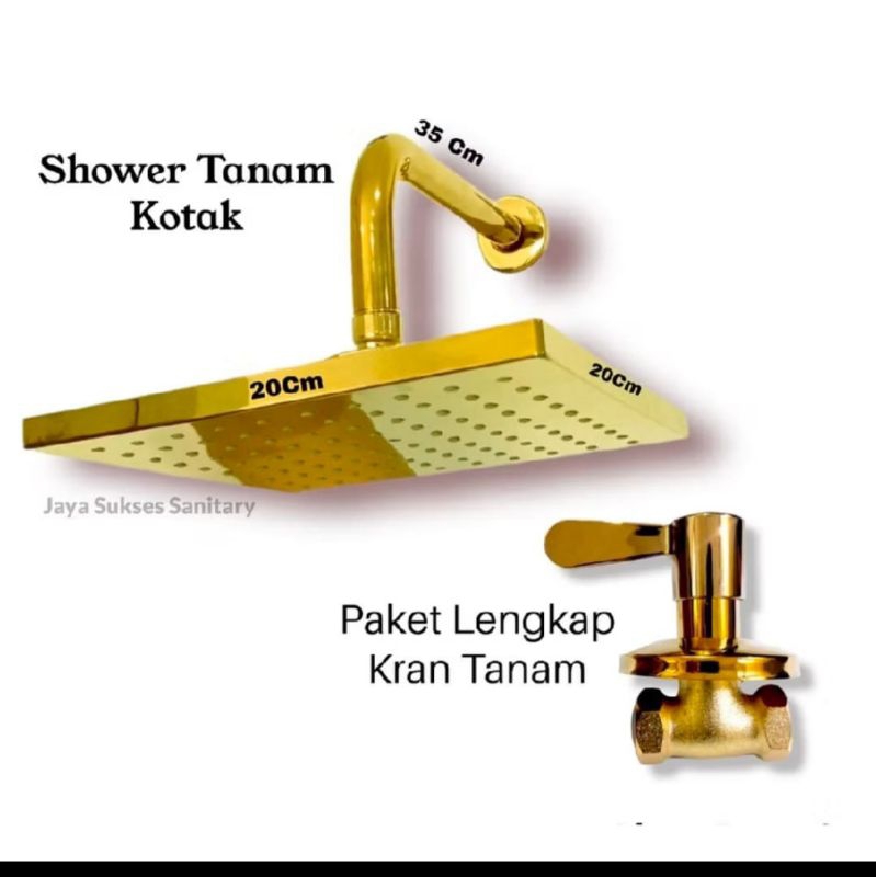 Wall shower set kran tanam stainless gold / Wall shower +kran tanam gold kamar mandi