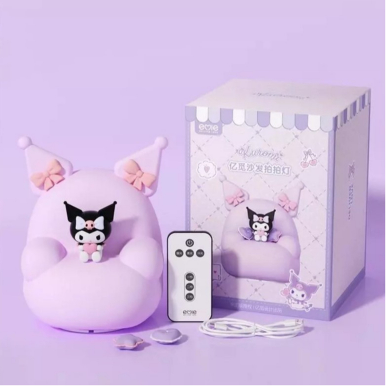 Lampu Tidur Silikon Kuromi Lampu Silicone Tepuk Remote Control Kuromi Lamp Squisy Sanrio Night Light