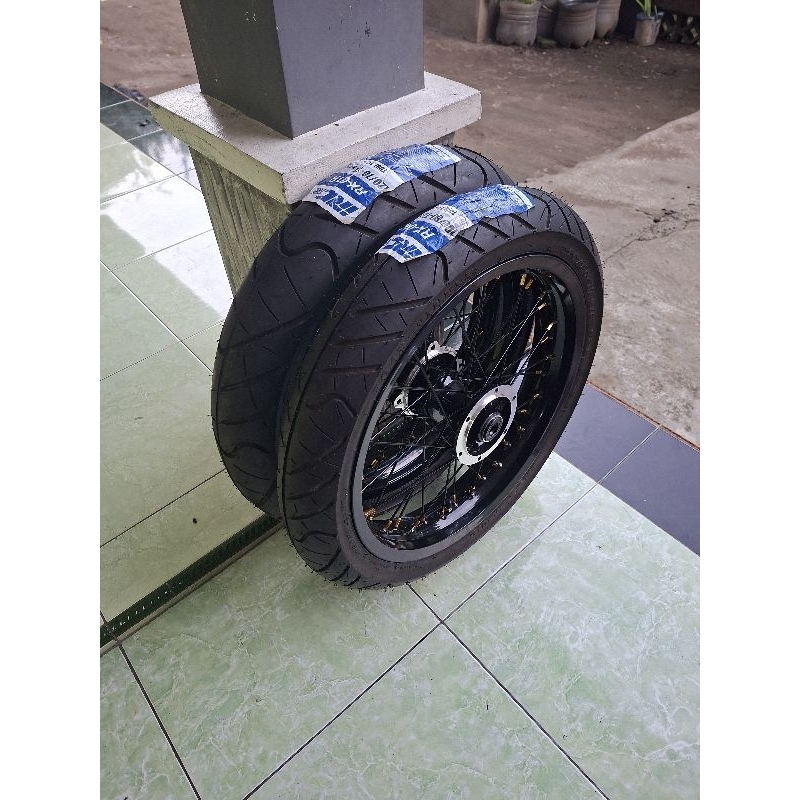 Roda set velg set ban set Supermoto KLX/D-TRACKER 150 set ban full baru