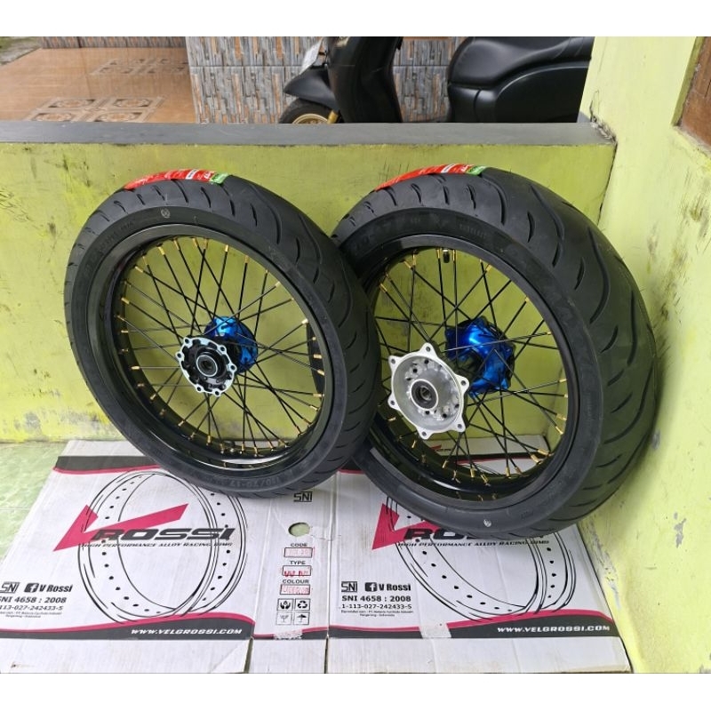 Roda set velg set Supermoto yamaha WR 155 lebar 300-350 set ban Maxxis 110 dan 130