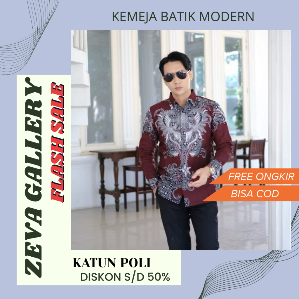 Kemeja Batik Pria Modern Baju Batik Pria Dewasa Lengan Panjang Atasan Batik Pria Dewasa Baju Batik K