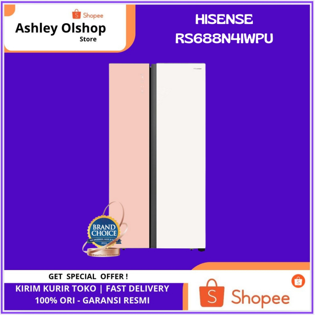 Kulkas Bespoke Inverter 564L Hisense RS688N4IWPU Side by Side Bespoke