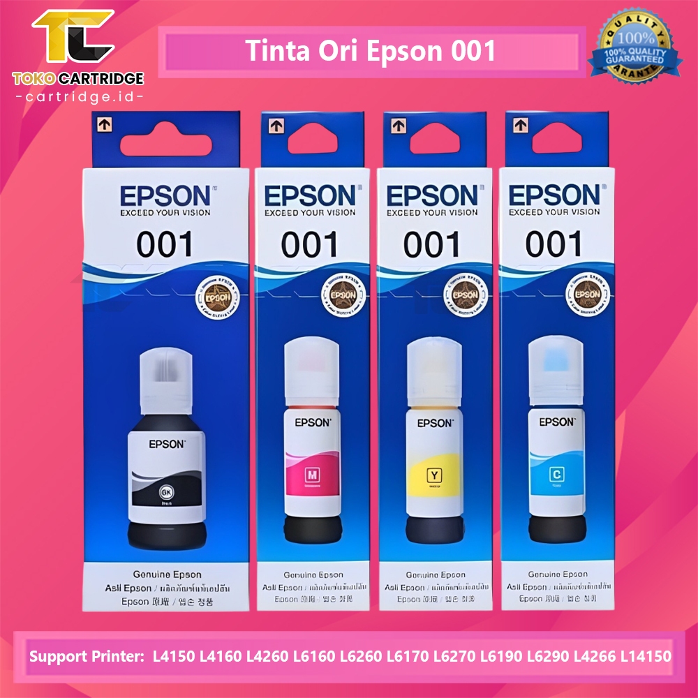 Tinta Epson 001 Original 1 SET Cyan Magenta Yellow Black C13T03Y200 C13T03Y300 C13T03Y400 C13T03Y100