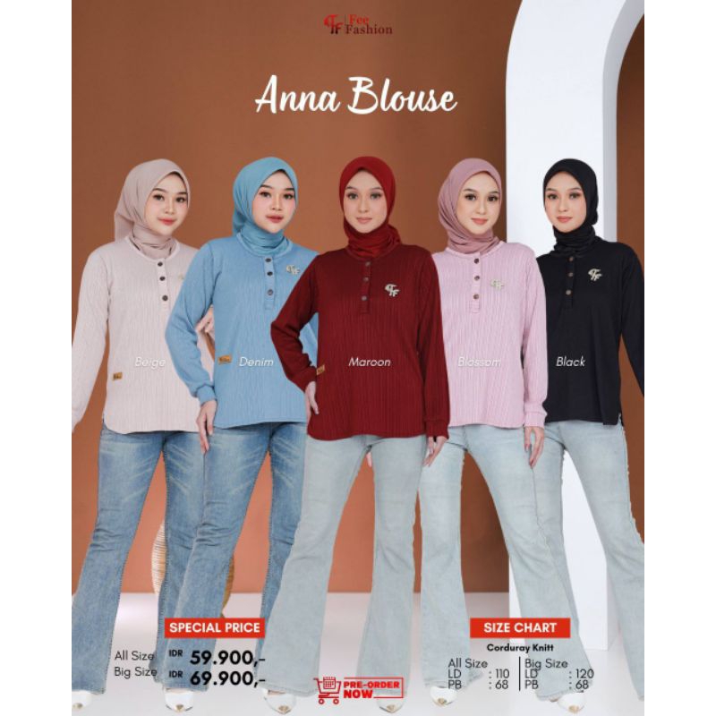 ANNA BLOUSE BY FEE FASHION √ Blouse fee fashion √ Blouse knit √ Blouse polos √ Kaos wanita