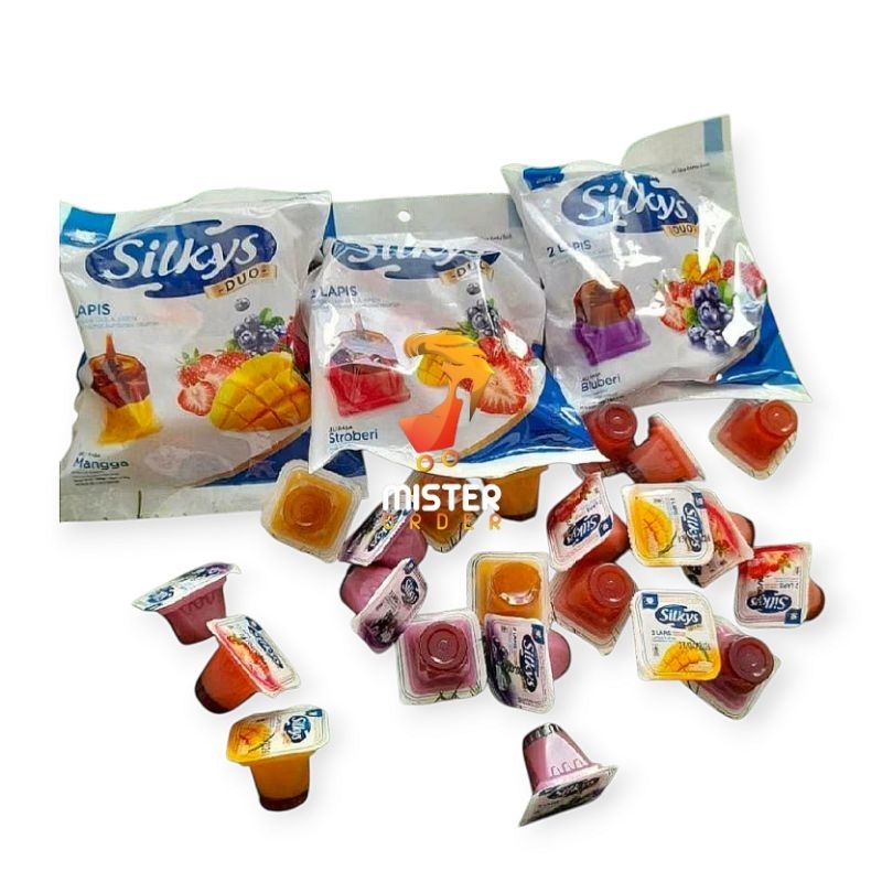 

PUDING SILKYS DUO JELLY DUA LAPIS 1 PACK ISI 10 ANEKA RASA / PUDING JELLY SILKYS GULA AREN