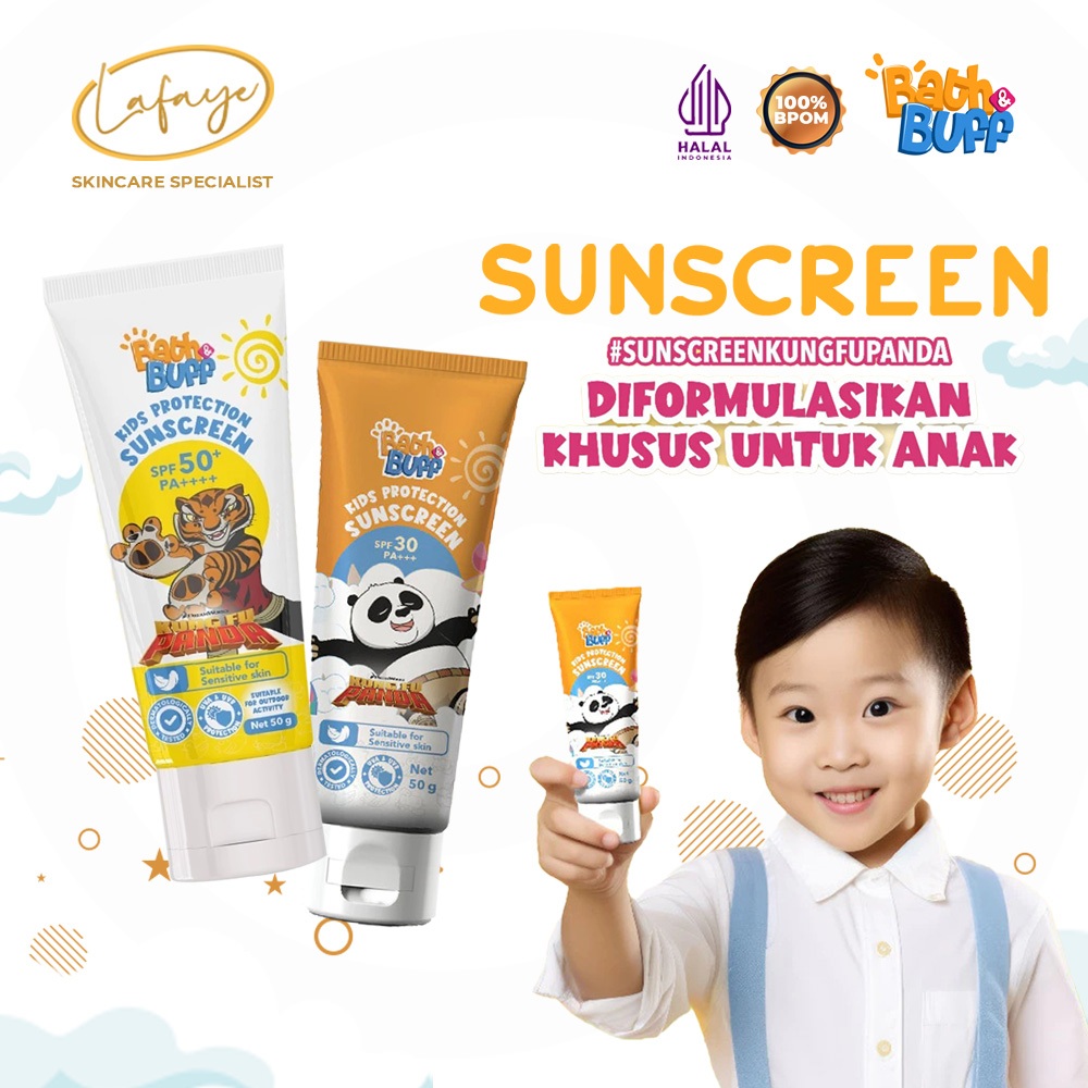 Sunscreen Anak SPF 30 / SPF 50 Bath & Buff Kids Protection PA+++ 50gr - Tabir Surya Anak