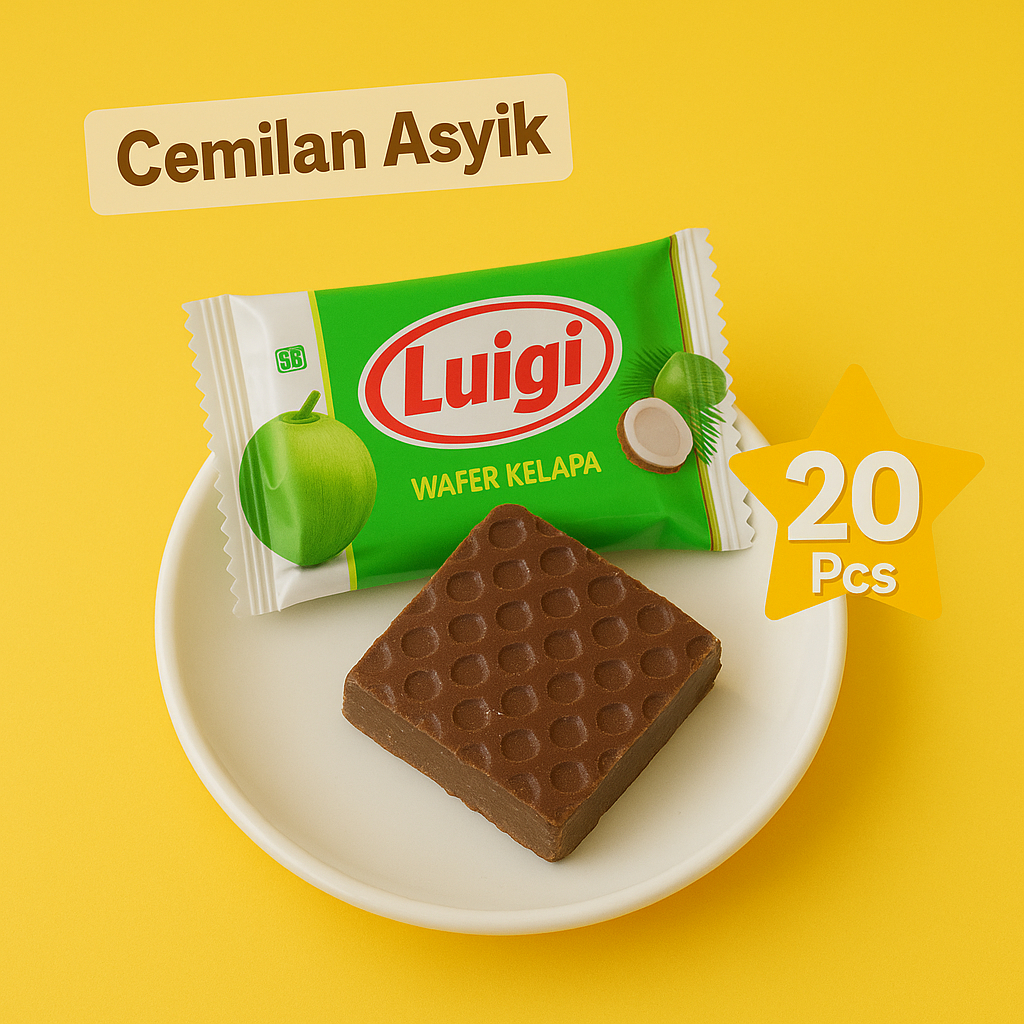 

Wafer Isi 20 Pcs, Camilan Renyah, Snack Enak, Murah - Luigi, Bonano, Olaf, - Rasa Kelapa