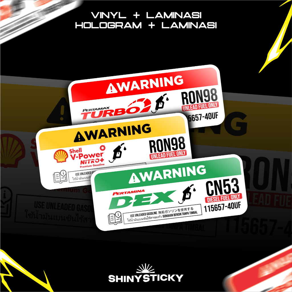 

STIKER STICKER RACING ATTENTION BAHAN BAKAR BY SHINYSTICKY ANTI AIR TINGGAL TEMPEL