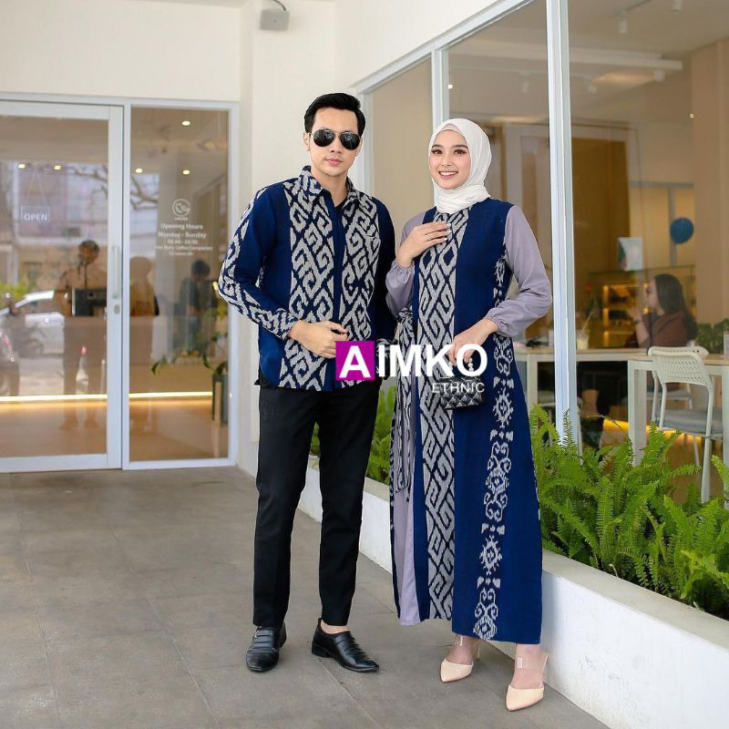 RAYA COUPLE TENUN NAVY - BAJU TENUN COUPLE - COUPLE TENUN KONDANGAN