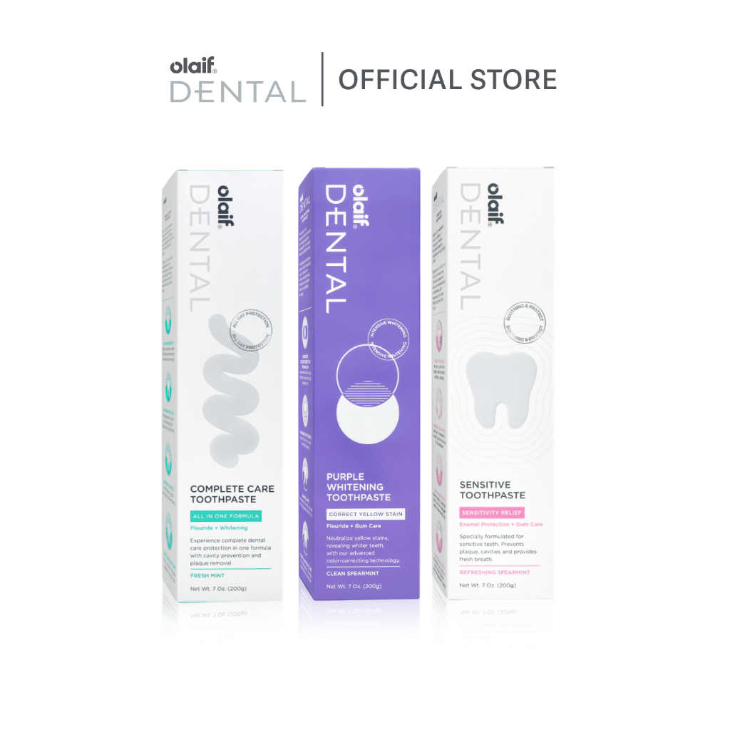 [Bundle 3] Olaif Dental Complete Care Toothpaste + Purple Whitening Toothpaste + Sensitive Toothpast