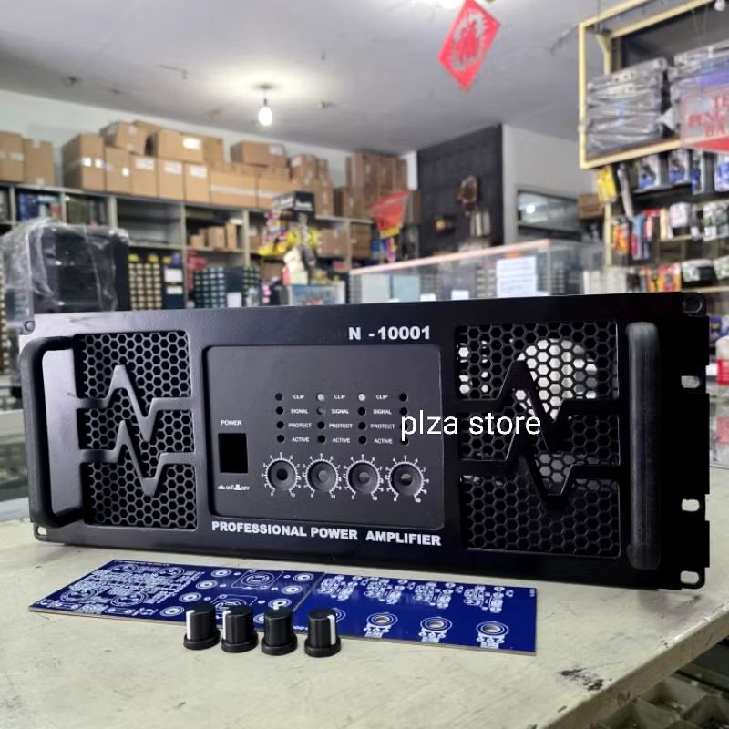 Bok power Amplifier N10001 4U 4chanel 4ch warna hitam plat tebal tinggi 17.5cm
