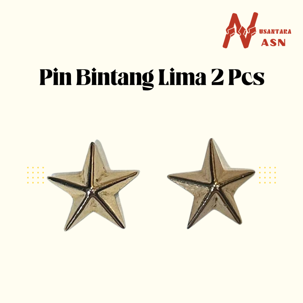 Lencana Pin Pangkat Peci Bintang Lima 2 Pcs Cor Paku