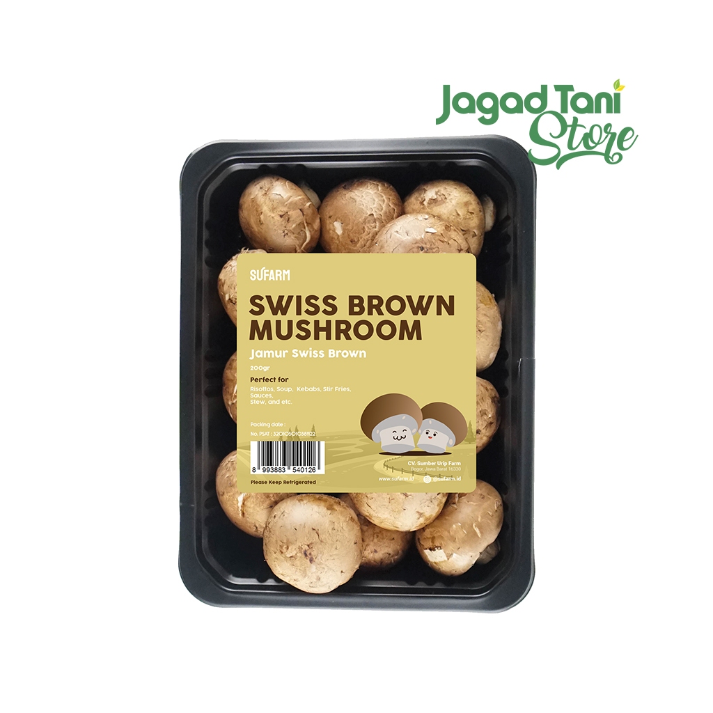 

SUFARM Jamur Swiss Brown Lokal Segar 200 Gr - Premium Swiss Brown Mushroom