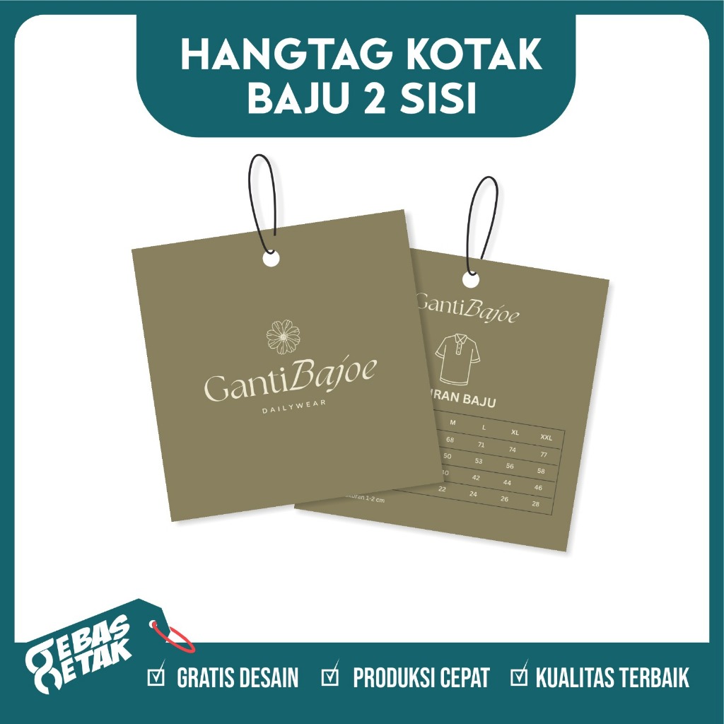

CETAK HANGTAG PAKAIAN 2 SISI HANG TAG BAJU LABEL KAOS TAS CELANA KOTAK CUSTOM DESAIN MURAH