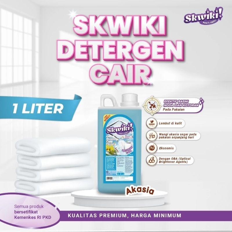 SKWIKI DETERGEN CAIR AROMA AKASIA – Deterjen Cair Konsentrat untuk Pakaian Cerah & Bebas Bau Apek
