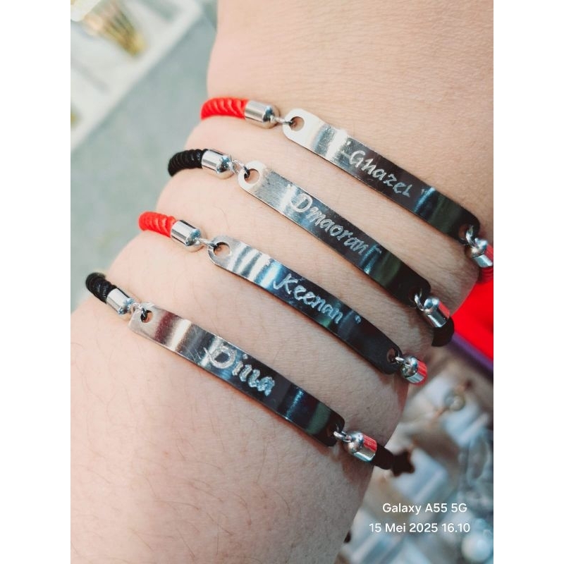 Gelang Tangan Plat serut Ukir Nama (Gratis Ukir Nama)