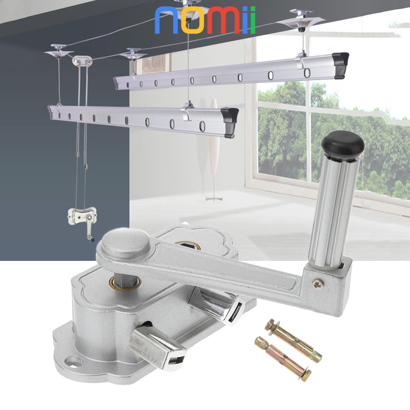 Gantungan Pakaian Sliding Hanger Aluminium Engkol - Jemuran Baju Lipat Lifting Kanopi (Atap/Dinding)