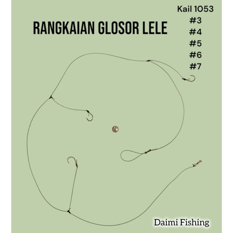 Rangkaian Pancing Rakitan Kail GLOSOR Ikan LELE Patin Dasaran Cabang 3 Kail 1053