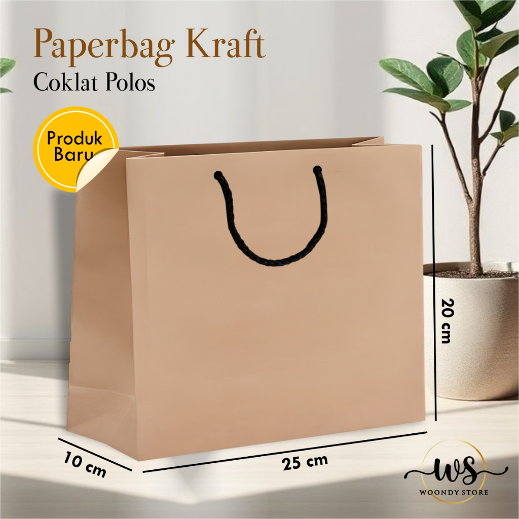 

[12 PCS] PAPER BAG KRAFT COKLAT POLOS READY STOCK PAKET LUSINAN - PAPER BAG HAJATAN UK 25 X 20 X 10