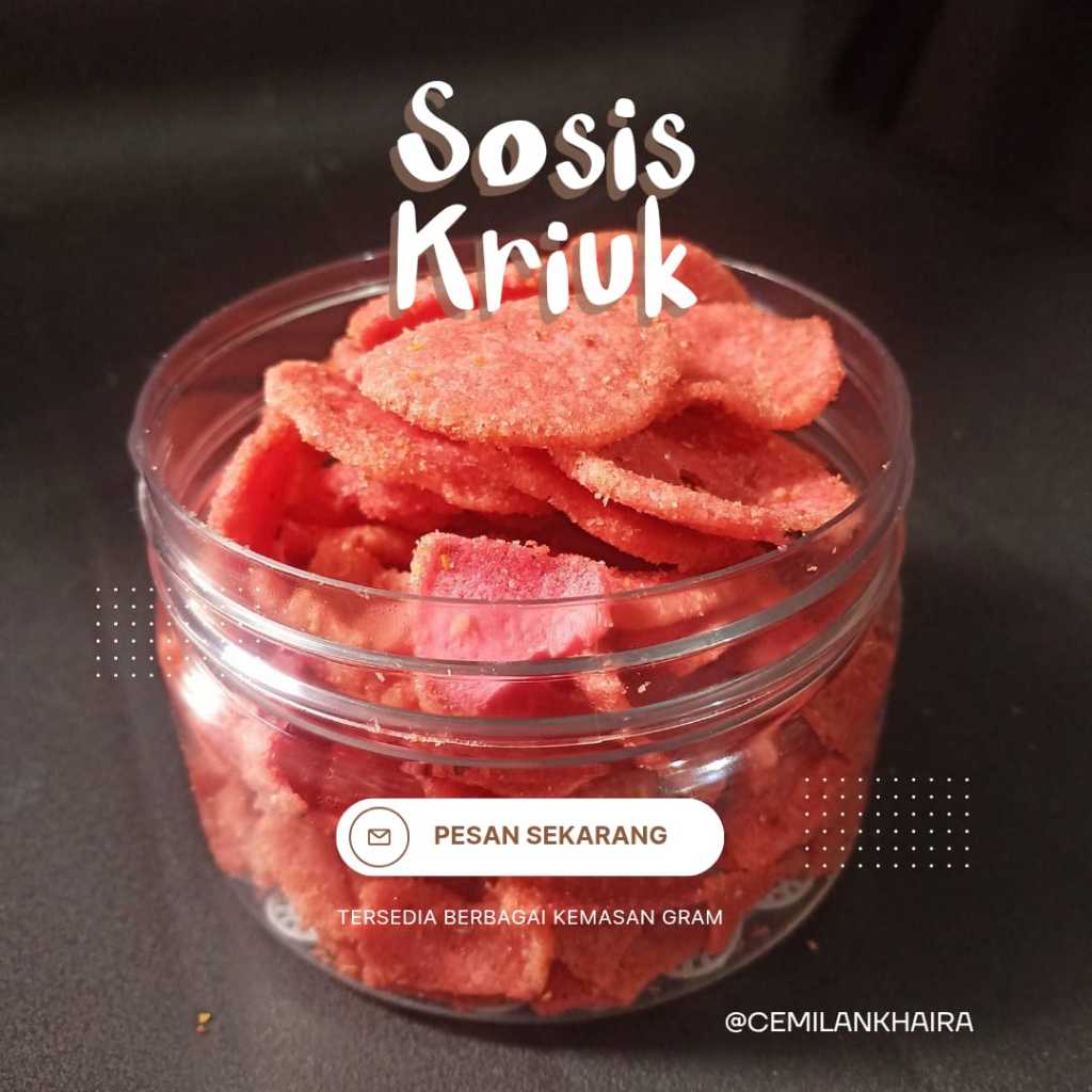 

Sosreng Pedas Gurih | Sosis Kriuk | Keripik Sosis 250gr 500gr 1kg 2kg