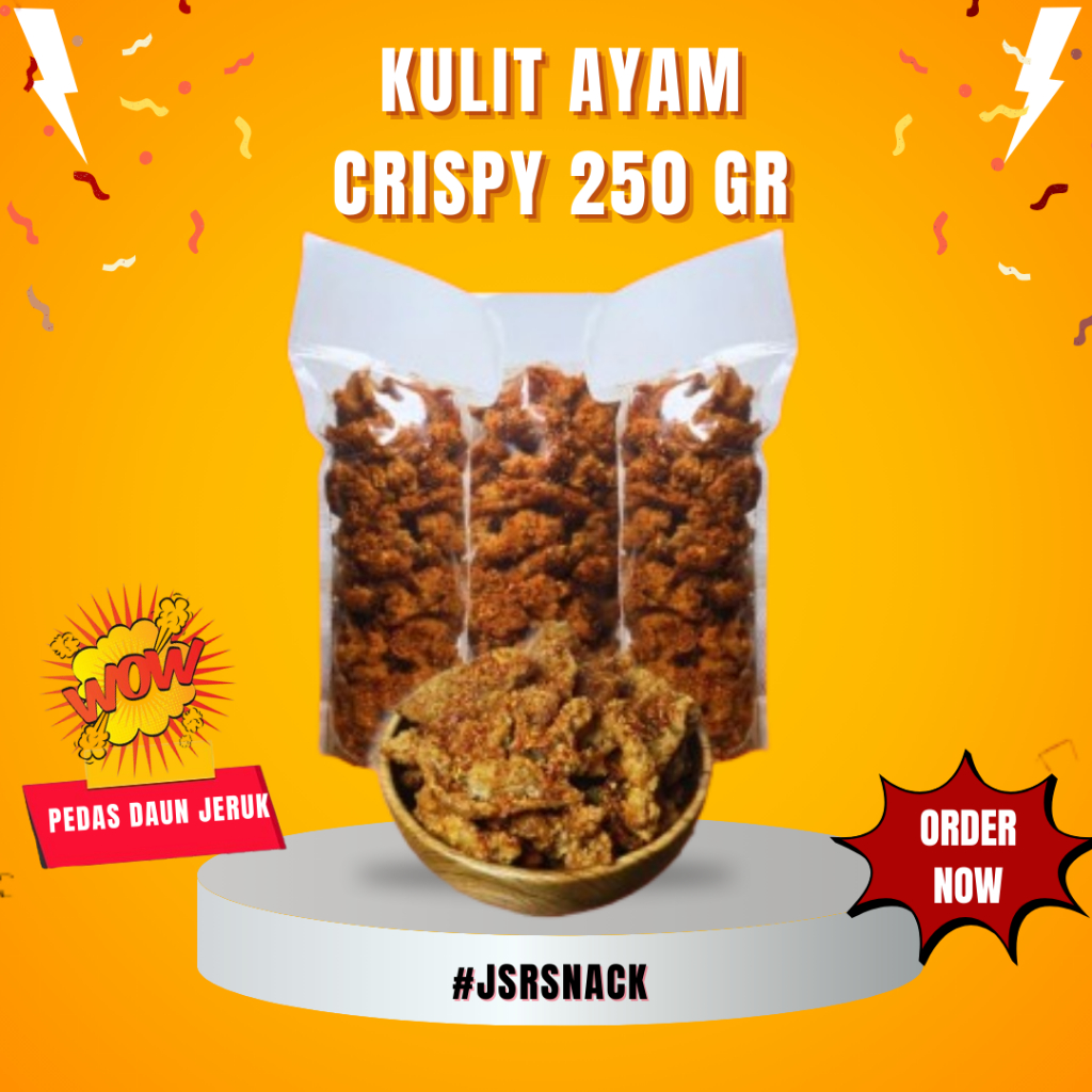 

Keripik Kulit Ayam Crispy Pedas Daun Jeruk 250gr Jsr Snack