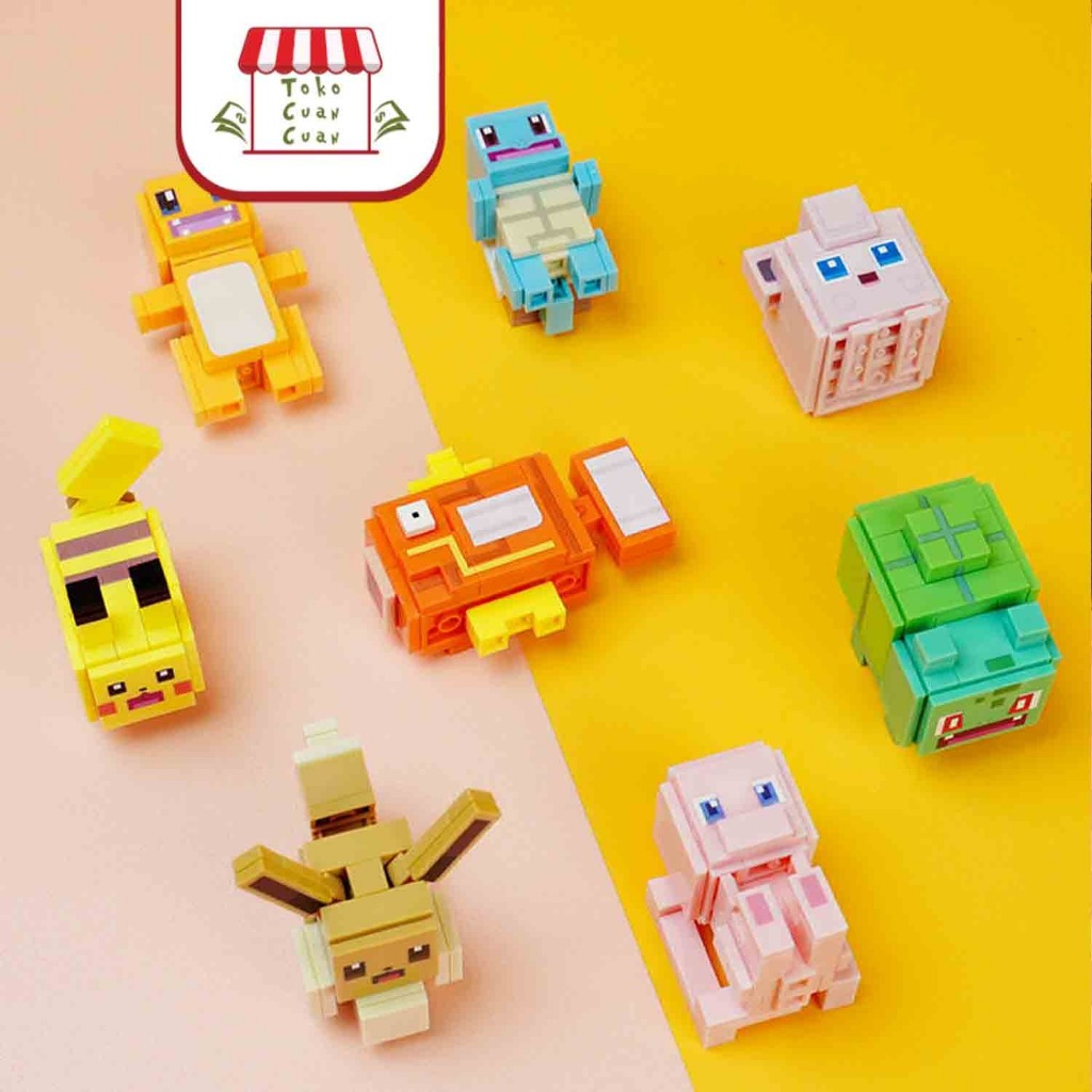 TCC Blindbox Mainan Bricks Balok 3D DIY Qman Pokemon Quest Pokeball Pikachu Mainan Edukasi
